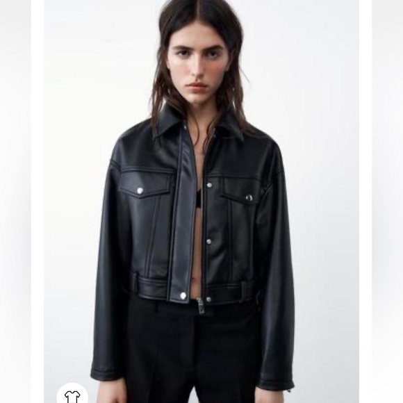 NWT Zara Cropped Faux Leather Jacket - Picture 9 of 9